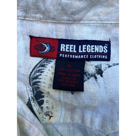 Reel Legends XL Mens Fishing Print Button-Down Shirt  Lightweight 100% Cotton  B - Picture 6 of 9